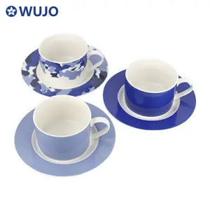 New Arabo di Ceramica Tazza di Caffè e Piattino Set Blu 220cc Ceramica da Tè e Caffè