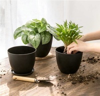Jardinières en plastique de 6,5 pouces, pot de jardinage décoratif avec soucoupe de drainage, pour toutes les plantes d'intérieur, fleurs, herbes, plantes feuillues, pépinière