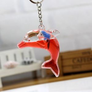Porte-clés Dauphin Mignon avec Liquide Flottant, Pendentif Baleine Océanique Adorable, Accessoire de Sac pour Femme, Porte-clés de Voiture - Product Image 4
