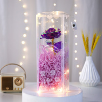 Buket lampu LED mawar mempesona warna-warni, simulasi bunga abadi ornamen dekoratif Hari Valentine Ulang Tahun grosir