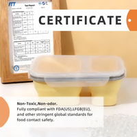 Boîte à lunch pliable de qualité alimentaire sans BPA, compatible micro-ondes, écologique, 2 compartiments, conservation au réfrigérateur