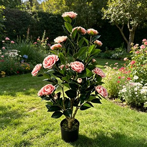 Artificial Camellia <b>Tree</b> Faux Camellia <b>Tree</b> Camellia <b>Tree</b> <b>Potted</b> - Product Image 3
