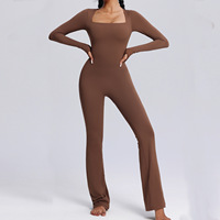 Nouvelle Arrivée Combinaison de Yoga Manches Longues Pantalon Long Sportswear Legging Évasé pour Entraînement Body Femme