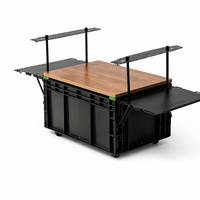 Zentopia Table de camping pliante avec boîte de rangement, support pour réchaud, plateau en bois massif, capacité de 38,7 L, mobilier d'extérieur en acier inoxydable