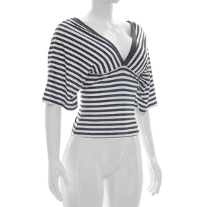 Viviblook C26TP138 Camiseta informal de verano para mujer, nueva ropa de calle, camiseta sexy con cintura ceñida y cuello en V profundo, camiseta de manga corta - Product Image 2