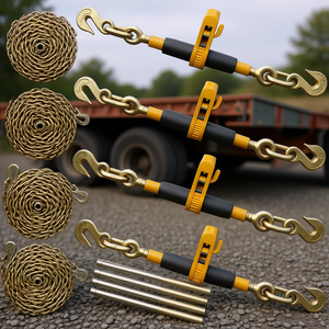 Tensor de Cadena con Trinquete de 5/16-3/8 Pulgadas, 7100 Libras de Resistencia a la Rotura, Gancho en J de Acero para Sujeción de Carga en Plataformas - Product Image 2