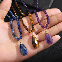 Collar con Colgante de Amatista y Ojo de Tigre al por Mayor, Cadena de Cuentas Naturales, Joyería con Logotipo Personalizado, Proveedor con MOQ Bajo de 10 Unidades