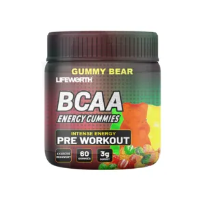 Lifeworth Health Supplement Sugar Free Bcaa Detox Energy Pre Workout Gummy Candies Organic Mino Acids Gummies