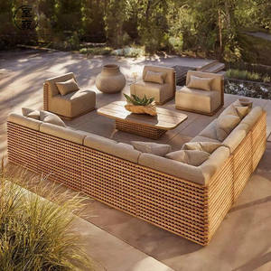 Ensemble de canapés d'extérieur haut de gamme, combinaison de meubles en teck pour villa, cour, hôtel, séjour, canapé de loisirs imperméable, patio, plage - Product Image 1