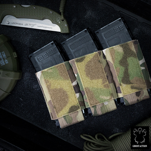 Pochette triple pour chargeurs Ghost Action 5.56, élastique, avec fermeture auto-agrippante, pour la chasse, style DOPE Ferro, pochette tactique triple pour chargeurs - Product Image 3