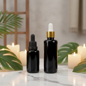 ขวดหยดน้ำมันหอมระเหยสำหรับเครื่องสำอางระดับพรีเมียม ขนาด 5 มล. 30 มล. 50 มล. ทำจากแก้วสีม่วง พิมพ์ลายซิลค์สกรีน ป้องกันรังสียูวี ฝาไม้ไผ่ - Product Image 1