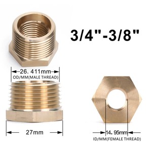 Nissin Brass Npt Thread Adapter Reducer 1/2 In To 3/4 In For Air Water Pipe - Product Image 4