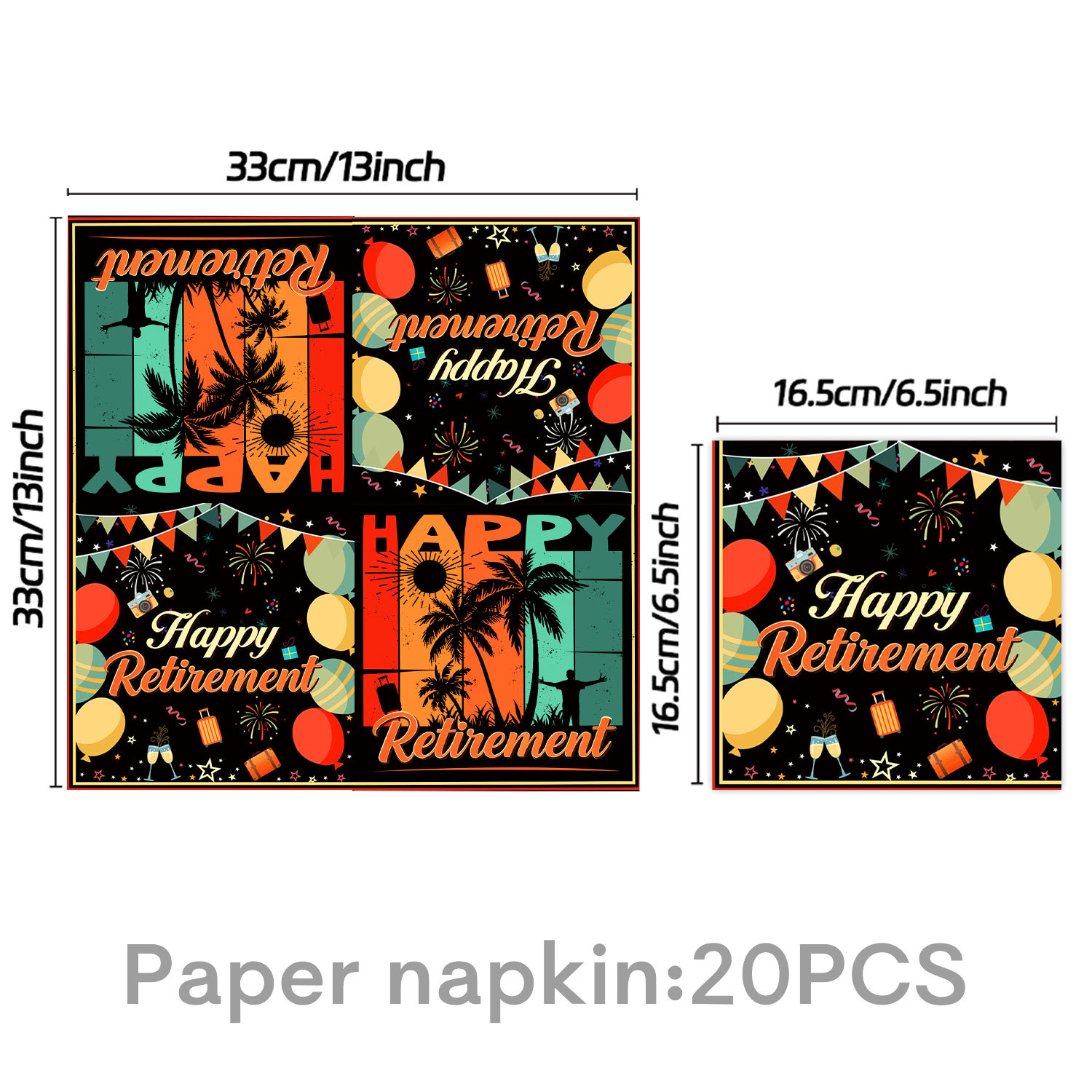 Serviette en papier noire-20 pièces