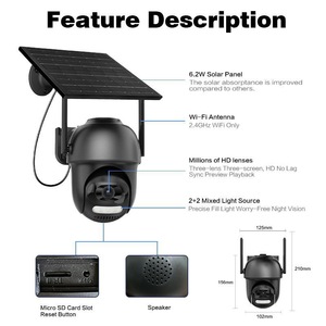 Caméra solaire PTZ ICSEE AOV avec enregistrement 24h/24, 4MP, surveillance extérieure, WIFI, carte SIM 4G, vision nocturne couleur - Product Image 3