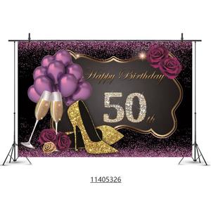 Décor de fête pour adultes, lunette de vie, noir et or, brillante, paillettes et pois, Glamour, éclat doux, pour 14 ans, 7x5 pieds - Product Image 3