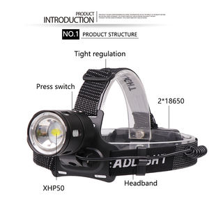 Lampe frontale <span class=keywords><strong>LED</strong></span> XHP50 à 3 modes, 1500 lumens, ultra-légère, zoom, <span class=keywords><strong>bandeau</strong></span> antidérapant, camping, extérieur, IP66 - Product Image 4