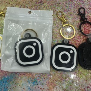 Instagram Logo Acrylic Keychain with Gold Ring Customizable Colors American Style for Business <b>Gifts</b> - Product Image 1
