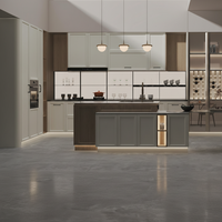 Ensemble d'armoires de cuisine modernes modulaires écologiques de haute qualité avec plan de travail en marbre artificiel, grande taille, garantie de 3 ans