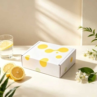 Boîtes d'expédition personnalisées en carton ondulé blanc robuste et recyclable avec impression abstraite jaune