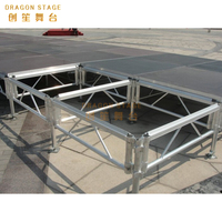 Scène mobile en aluminium pour événements en plein air, plateforme de scène musicale portable, podium, pieds réglables, noir/argent
