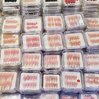 Kit de 10 faux ongles en ABS de haute qualité, design amande français moyen, peints à la main, de luxe, à presser, pour filles