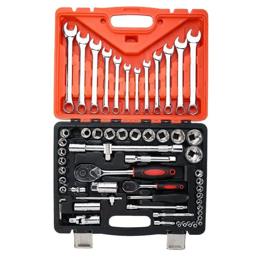 61PCS Car Repair Tool Case Combination Ratchet Wrench Set Flexible Head Ratchet Wrench Socket Set