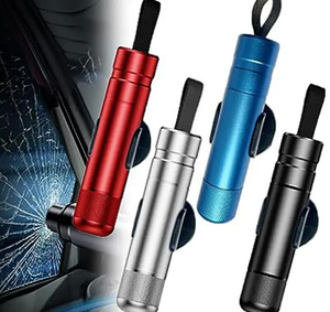 Marteau de sécurité automobile en gros, brise-vitre métallique, couteau de coupe-ceinture intégré, outils d'auto-sauvetage d'urgence - Product Image 1