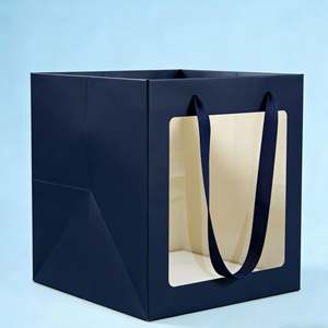 Bolsas de Regalo de Papel Negro Impresas Personalizadas con Ventanas Transparentes, Diseñadas para Regalos de Cumpleaños y Empaque de Ramos - Product Image 2