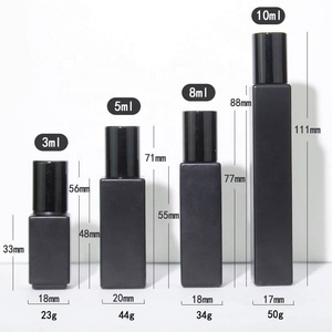 10ml New Style Black Roll on <b>Bottle</b> Square Thick Bottom <b>Perfume</b> Essential Oil Glass Roller Ball <b>Bottle</b> - Product Image 6
