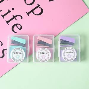 מקרון מתכת באיכות גבוהה מספק פנייר ידני צבעוני stapler ונייר קליפ סט - Product Image 1