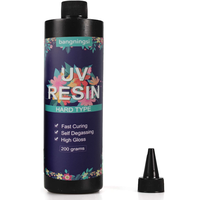 Résine UV Cristal Clair Type Dur Colle 200g Résine Époxy Outil Kit UV Ultraviolet Solaire Durcissement Résine Activée par la Lumière du Soleil pour Coulée