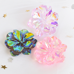 Nouveau Cabochon en Résine à Dos Plat Style Baroque, Fleur Scintillante, Fleur de Lotus Mignonne, Sac OPP HD, Accessoires DIY pour Coque de Téléphone Portable - Product Image 5