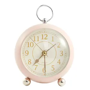 European Simple Retro Design 4.5-Inch Small Fat Ball Metal Ring Alarm Clock Creative Mute Quartz Clock for Children