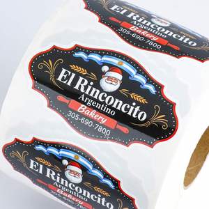 Autocollants promotionnels personnalisés pour boulangerie de Noël, rouleaux d'étiquettes autocollantes imperméables pour emballages alimentaires de fêtes - Product Image 3