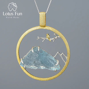Ciondolo con sussurro di uccelli in pietra grezza naturale divertente loto senza collana - Product Image 2