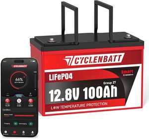 סוללת ליתיום 12V100Ah קבוצה 27 עם בלוטות', סוללת מחזור עמוק <span class=keywords><strong>12V</strong></span> 100Ah למנוע טרולינג, קרוואן, מערכת סולארית, מחוץ לרשת, קמפינג - Product Image 1