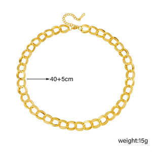 Gold Plated Double Ring Chain Necklace Polished Titanium Steel Fashion Jewelry Gift for Men Women - Product Image 4