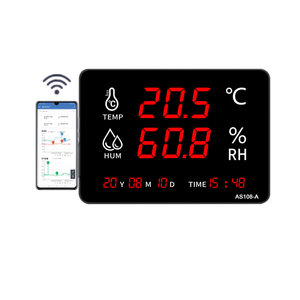 Tuya WIFI App Display Smart LED misuratore di temperatura umidità termometro a parete con orologio sonda esterna - Product Image 1