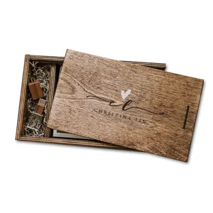La scatola di memoria di legno del compensato su ordinazione usa la scatola dell'album fotografico di legno del fotografo