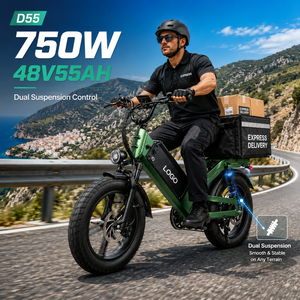 Bicicleta Eléctrica de Carga D55 E-MTB 750W 48V55Ah con Neumáticos Gruesos de 20 Pulgadas, Alcance de 240 km, Bicicleta de Reparto OEM de Fábrica - Product Image 1