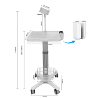 Chariot médical en aluminium au design moderne avec freins et roulettes réglables en hauteur, 4 roulettes pour usage hospitalier - Likaymo XT-1