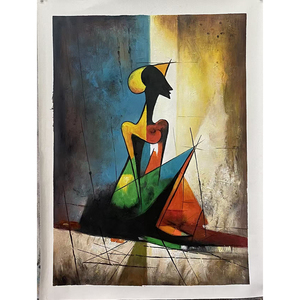 Poster Astratto Geometrico di Donna, Dipinto a <span class=keywords><strong>Olio</strong></span> su Tela Fatto a Mano, Arte Impressionista, Quadro da Parete per Soggiorno e Arredamento Casa - Product Image 3