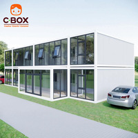 Edificio de Oficinas Modular de Dos Pisos con Muro Cortina de Vidrio Cbox, Casa Contenedor Modular de Doble Planta