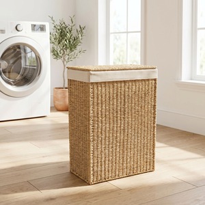 Foldable Woven Laundry <b>Basket</b> With Lid <b>Large</b> Capacity Rectangle Cotton Fabric Clothing Organizer Storage <b>Basket</b> Bobai Origin - Product Image 2
