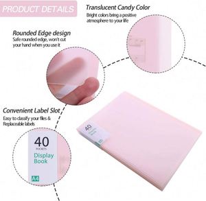 40 Pockets File <b>Folder</b> Plastic Presentation Book Portfolio <b>Folder</b> Clear Sleeves Protectors <b>Display</b> Book - Product Image 4
