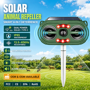 Sajzek <span class=keywords><strong>Produit</strong></span> le plus vendu Répulsif à ultrasons solaire pour animaux en plein air Renard <span class=keywords><strong>Souris</strong></span> Oiseau Pigeon Corbeau Chien Animal sauvage Chat Répulsif - Product Image 1