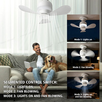 Ventilateur de plafond avec base de douille E27, D280mm, 3 pales, silencieux, avec lampe LED 6500K, ventilateur multifonctionnel pour la maison