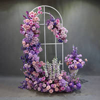 Direkt vom Hersteller: Seiden-Kunstblumen in Lila-Rosa-Farbverlauf für Hochzeiten und Ostern, Tischdekoration, Läufer, Bogen-Arrangement-Set, Foto