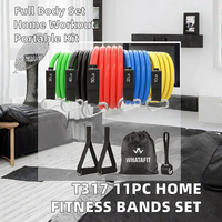 Ebuy T317 Ensemble de 11 bandes de résistance en tissu polyester, boucle de fitness, pour musculation à la maison et entraînemen
