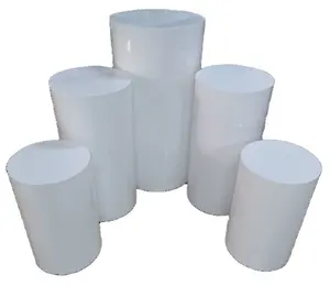 5Pieces Acrylic Cylinder Pedestal With Round Plinth For Wedding Decoration Backdrop Display Stand